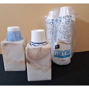 Vintage Faux Marble Swirl Dixie Plastic Dispenser Dixie Cups Set Of 2